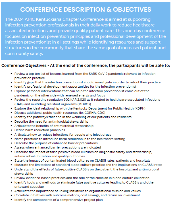 2024 Chapter Conference Kentuckiana APIC Chapter