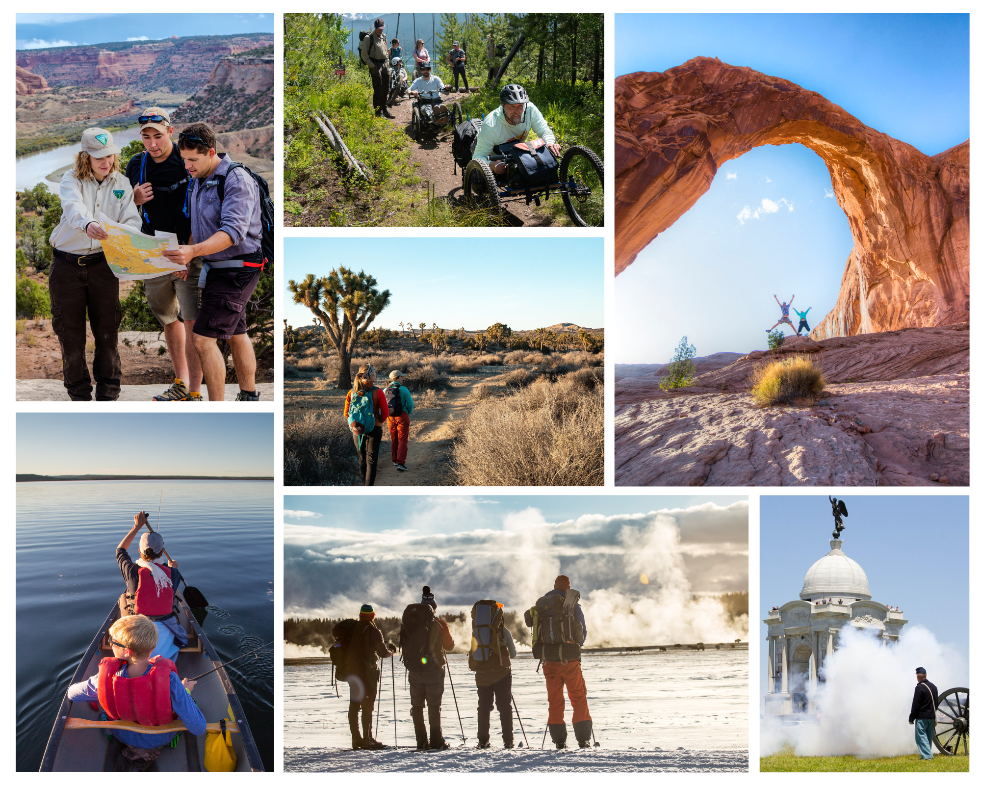 Collage of photos showing people on public lands