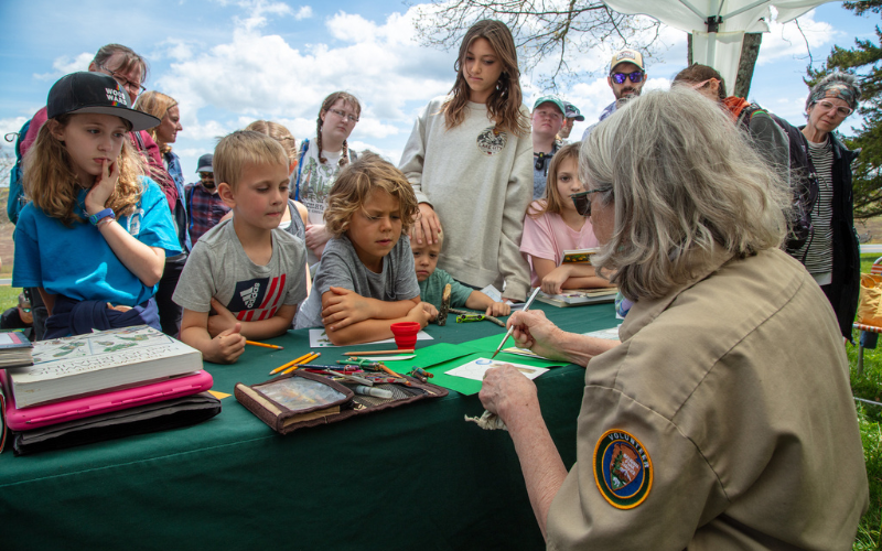 Children's tabletop activity in a national park