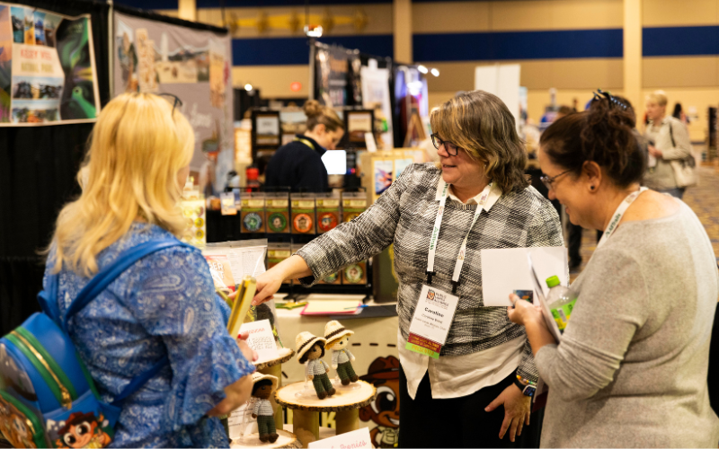 pointing at products