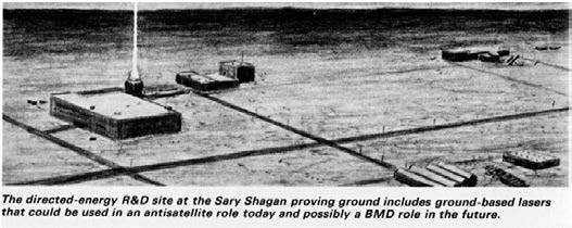 Pentagon representation of laser facility in the Soviet ballistic missile defense site in Kazakhstan (Soviet Military Power, 1985)