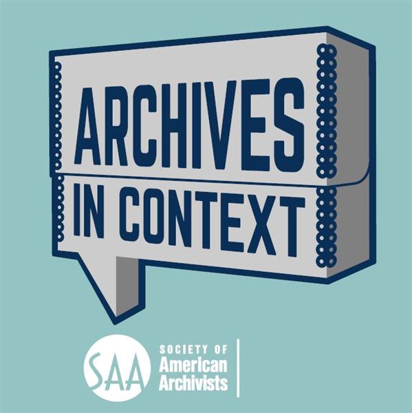 Archives in Context logo in speech bubble against a blue background.