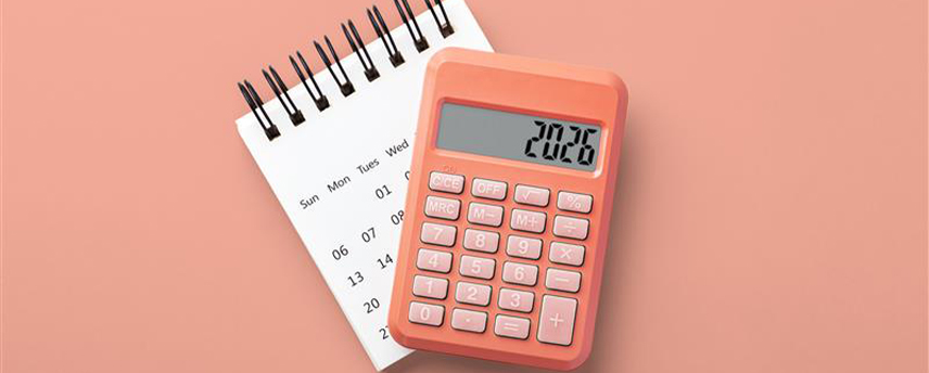 A calculator and notepad.