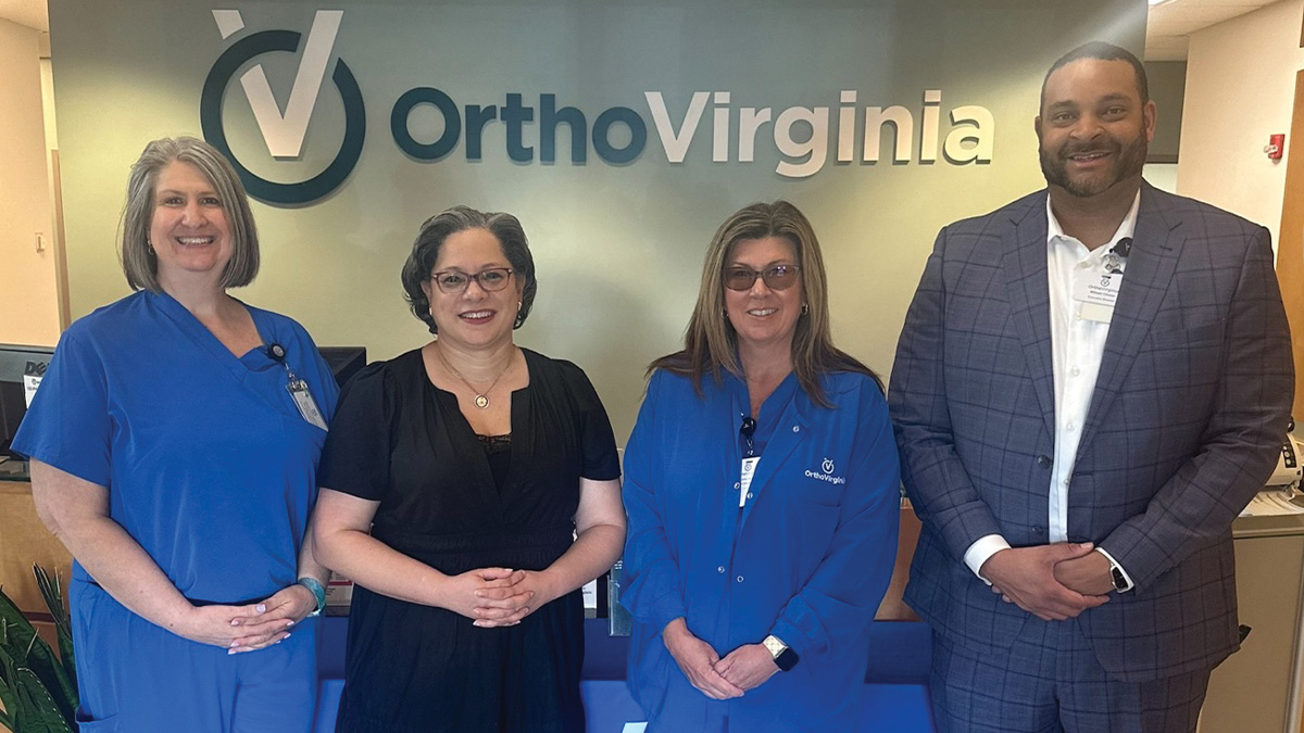 Tammy Courtney, Representative Jennifer McClellan, Kelly Staples and William Clinton during the congresswoman’s tour of OrthoVirginia's Shrader Road facility in Richmond, Virginia.