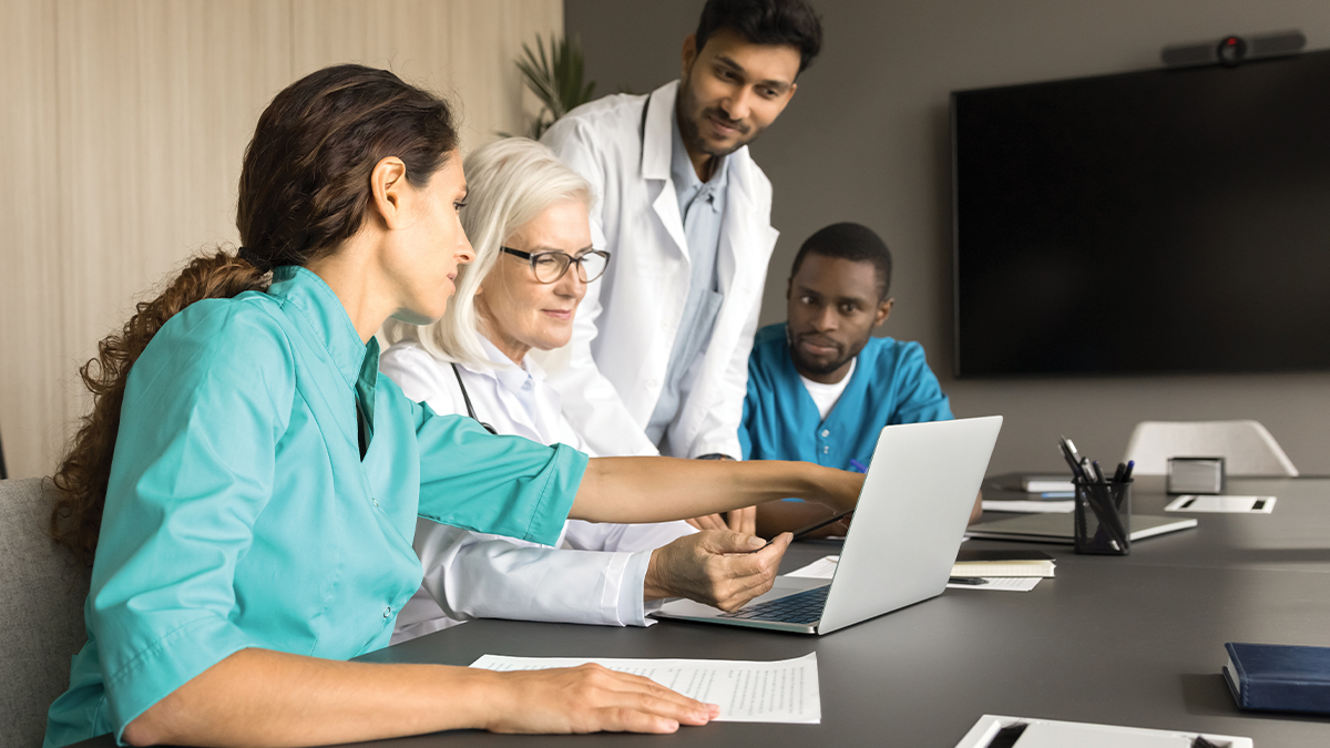 Medical professionals in a training session.