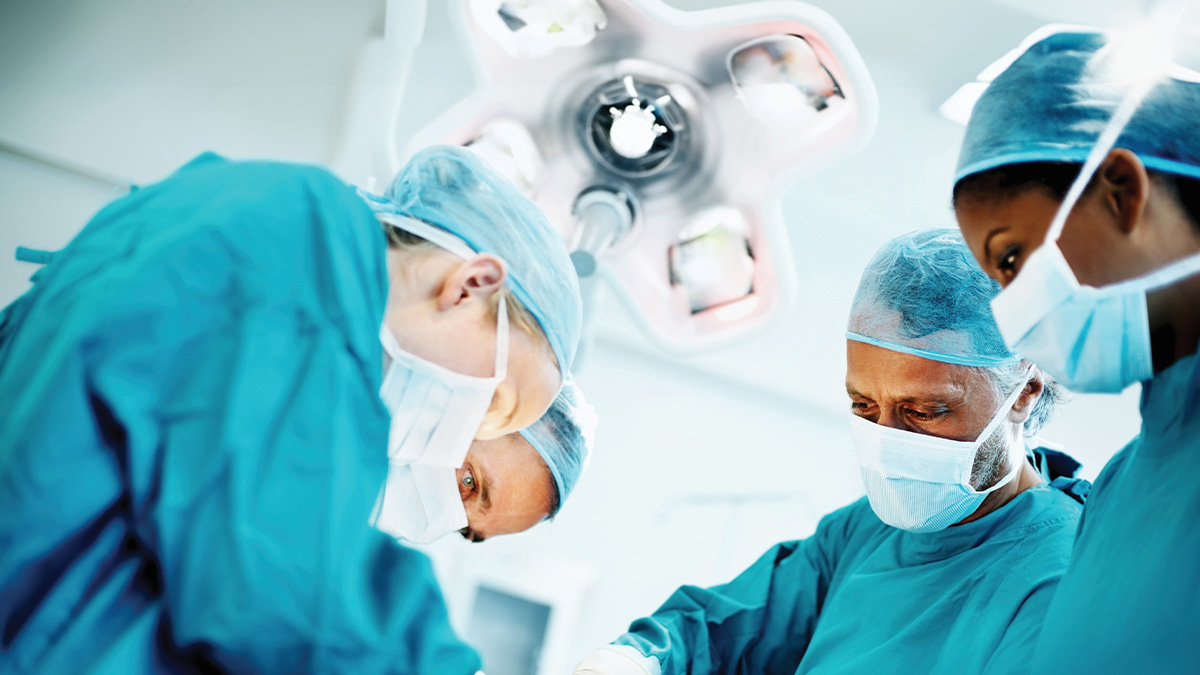 Surgeons performing surgery.