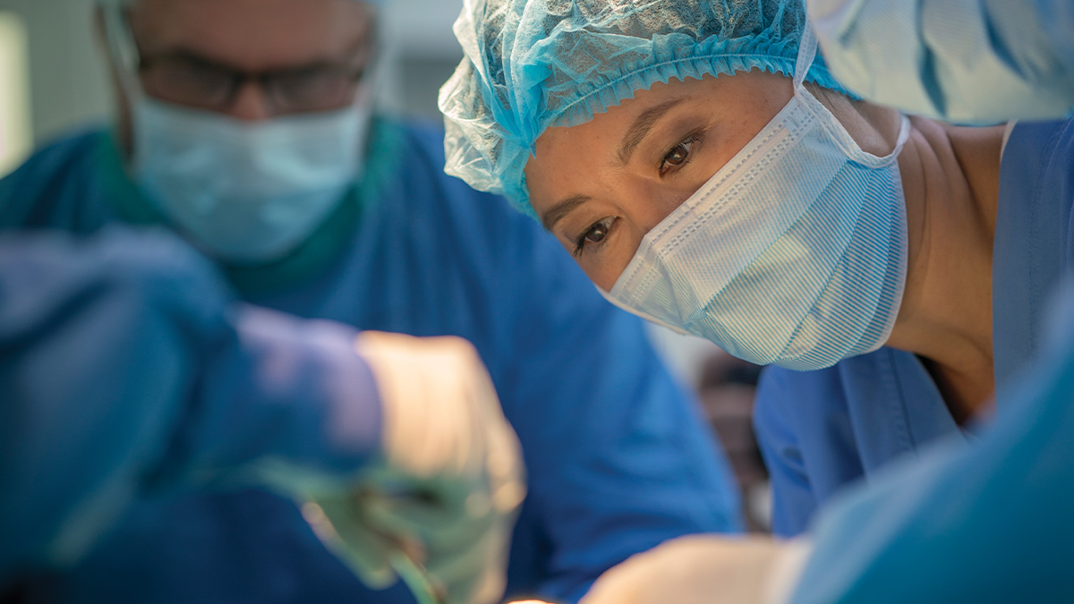 A surgeon performing surgery.