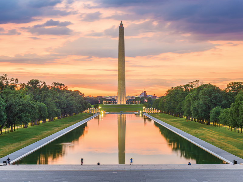 The Washington Monument across the National Mall.