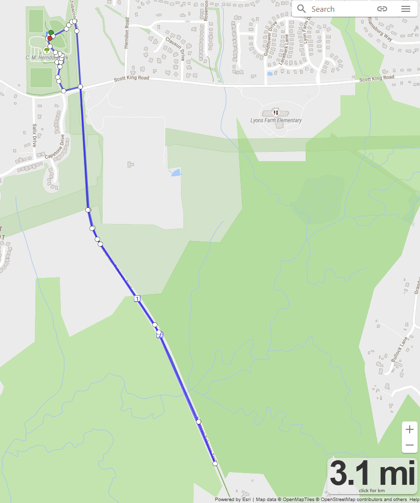 Map with Lab Week Run route in Durham