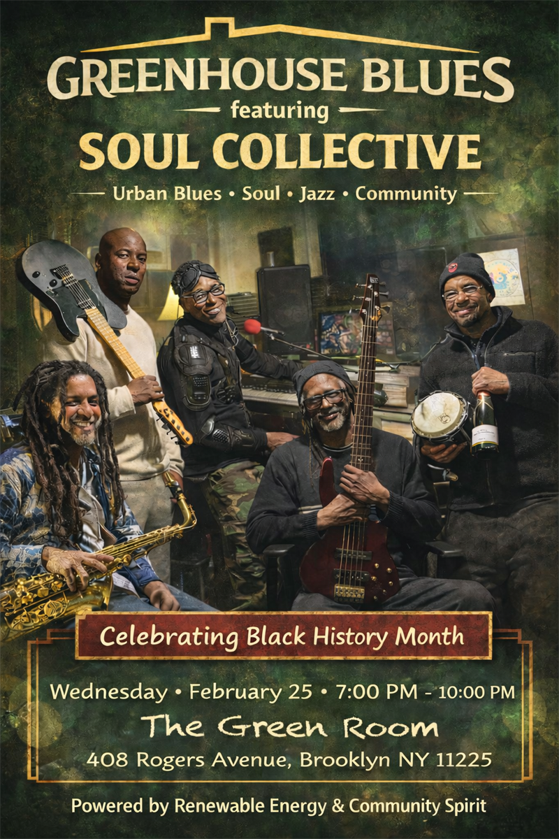 Soul Collective Rehearsing for a performance on February 25th celebrating Black History Month and as always, advocating for green energy.