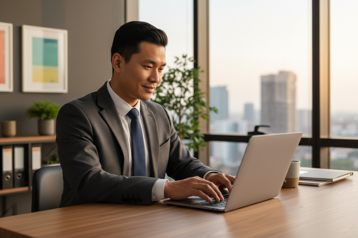 professional at computer