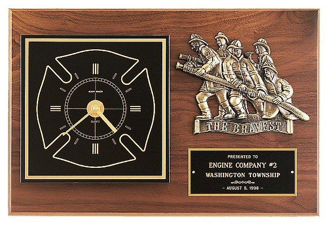 Firefighter Award Clock Plaque