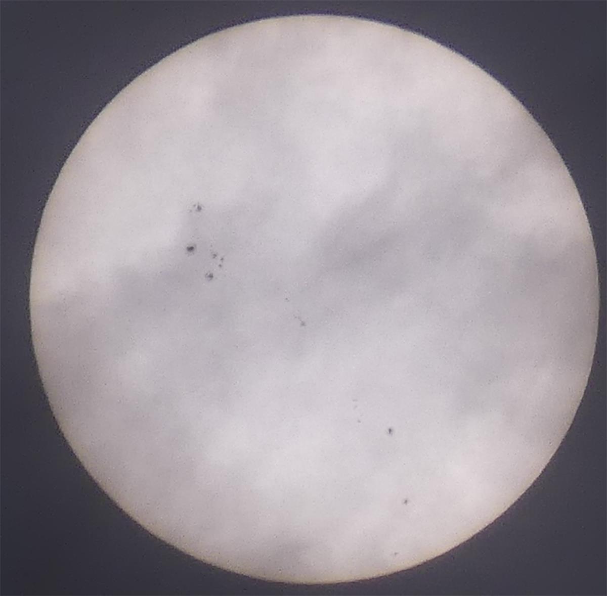 Taken using a proper solar filter this shows two sunspots