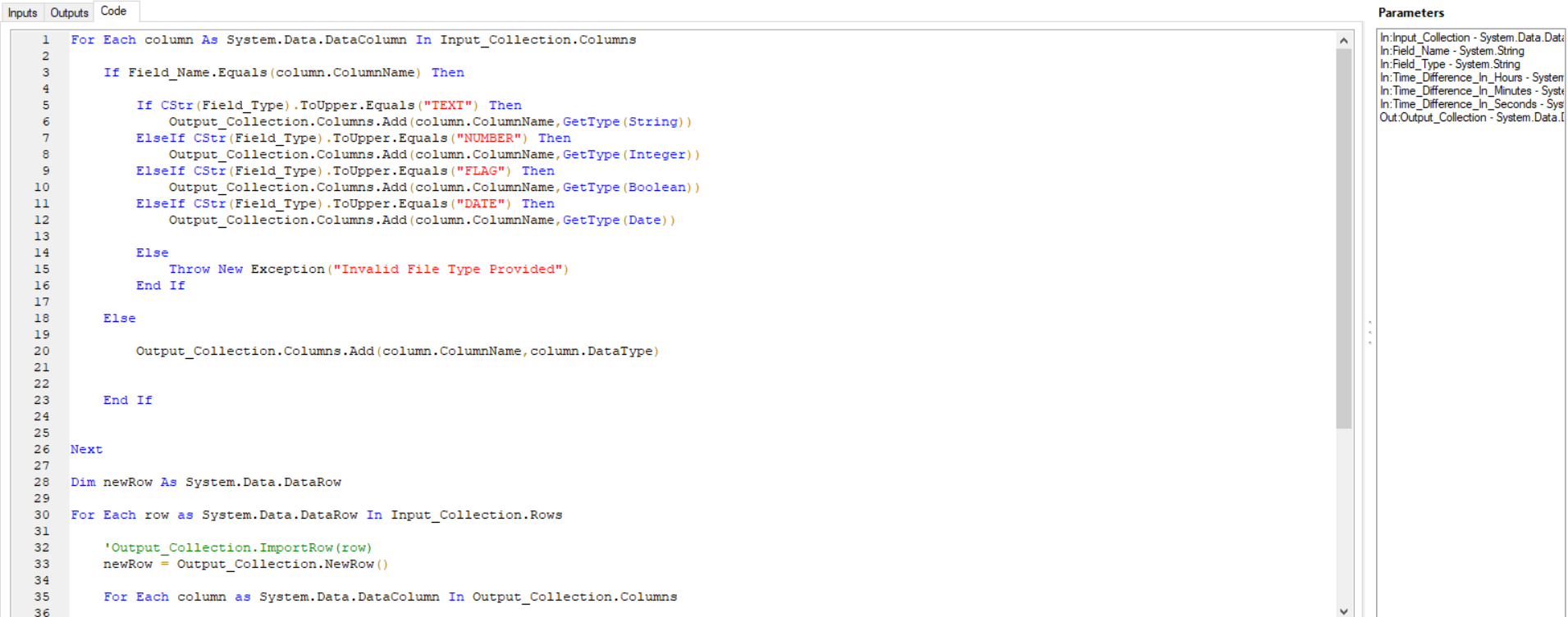 Convert Data type of Column Name | Blue Prism Product