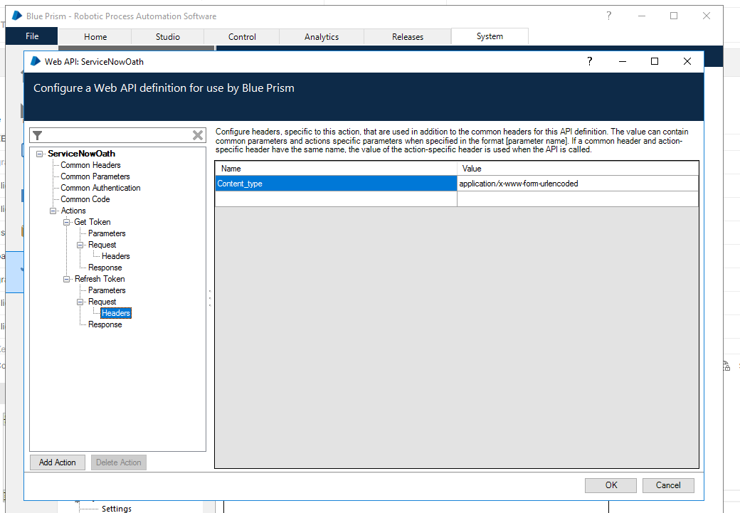 Webservice API for Oath2.0 not working for service now. | Blue Prism Product