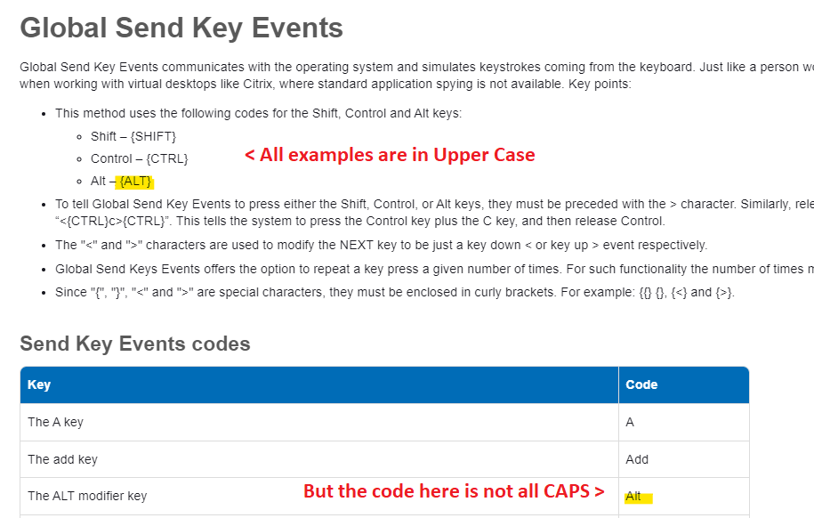 Global Send Key Events Documentation - What are the right Key Codes