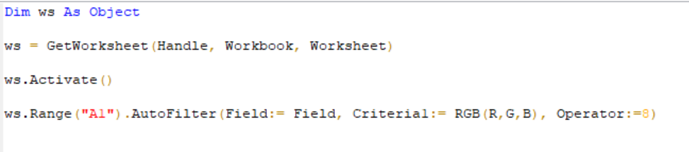 Filter Collection Criteria for Colored Excel Rows | Blue Prism Product