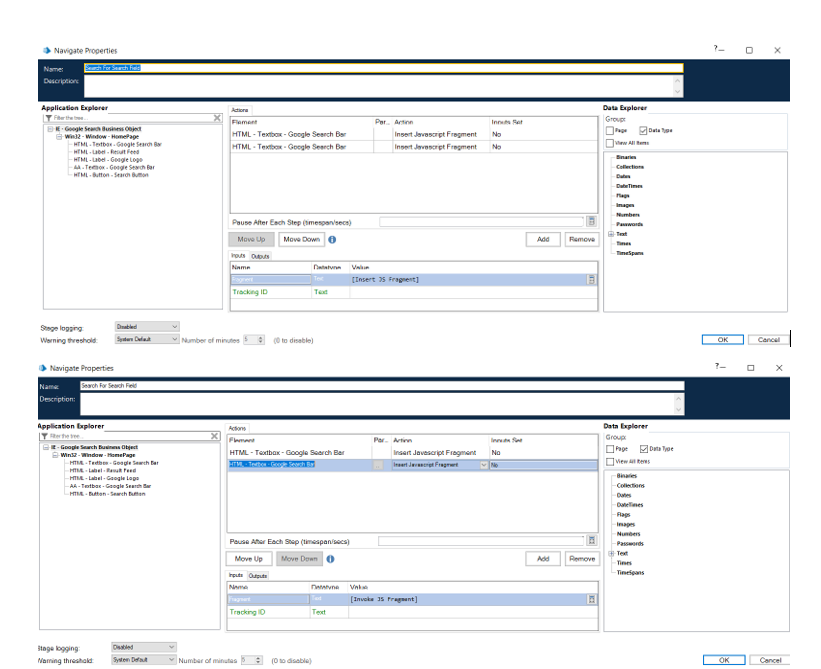 Invoke Javascript Fragment and Invoke Javascript Function Blue Prism