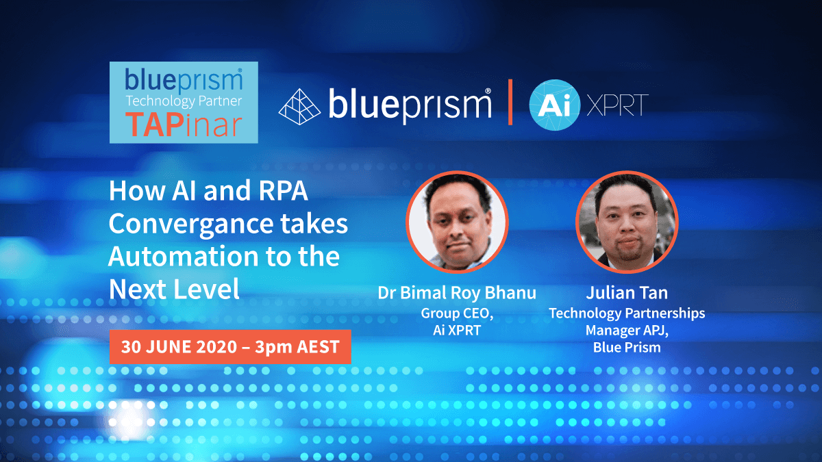 Blue Prism & Ai XPRT Event Banner How AI and RPA Convergance takes Automation to the Next Level