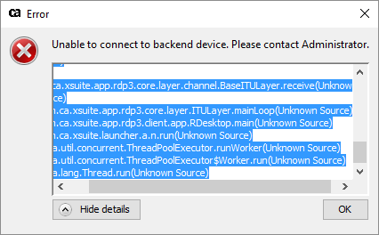 Error RDP connection.