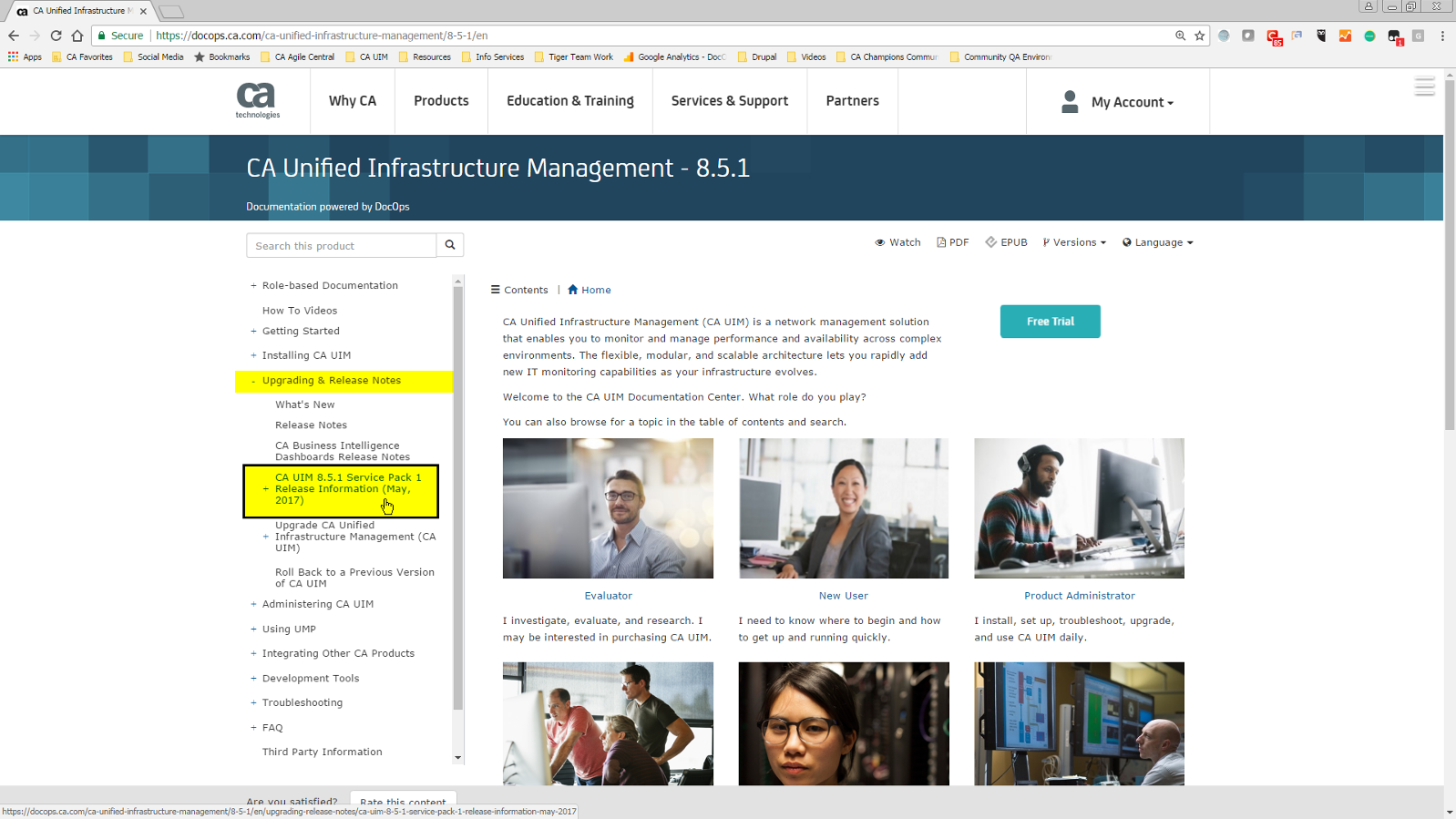 CA UIM 8.5.1 Documentation Home Page