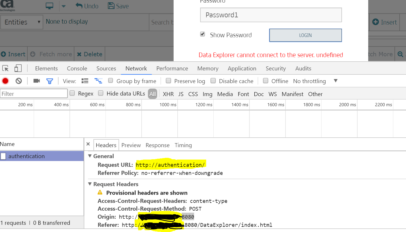 Lac Data Explorer Authentication Error