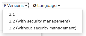 Versions drop down menu showing all versions