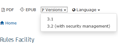 Versions of Rules Facility page