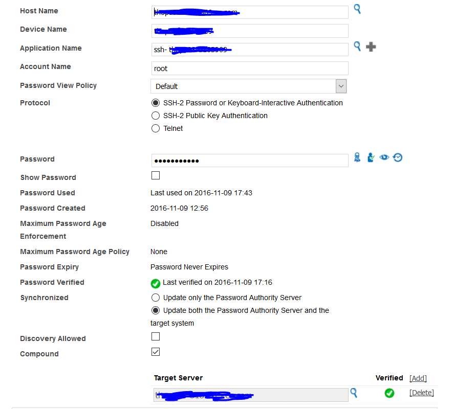 CA PAM Generate password sync to target application server Symantec