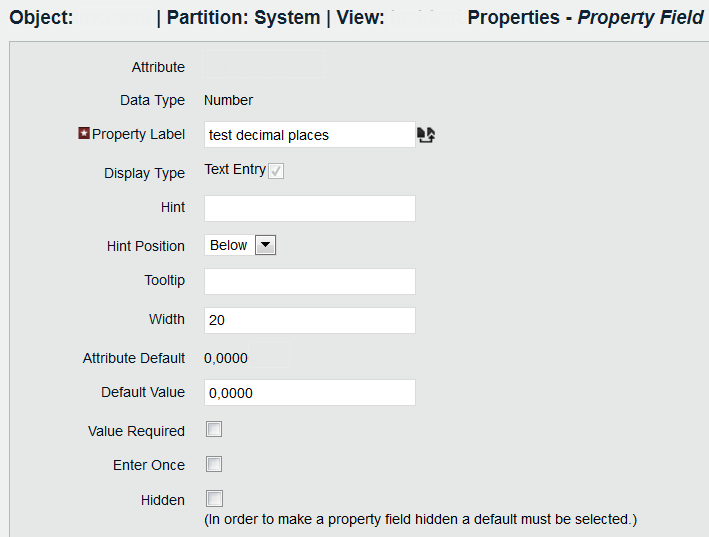 field(number) configuration v14.2