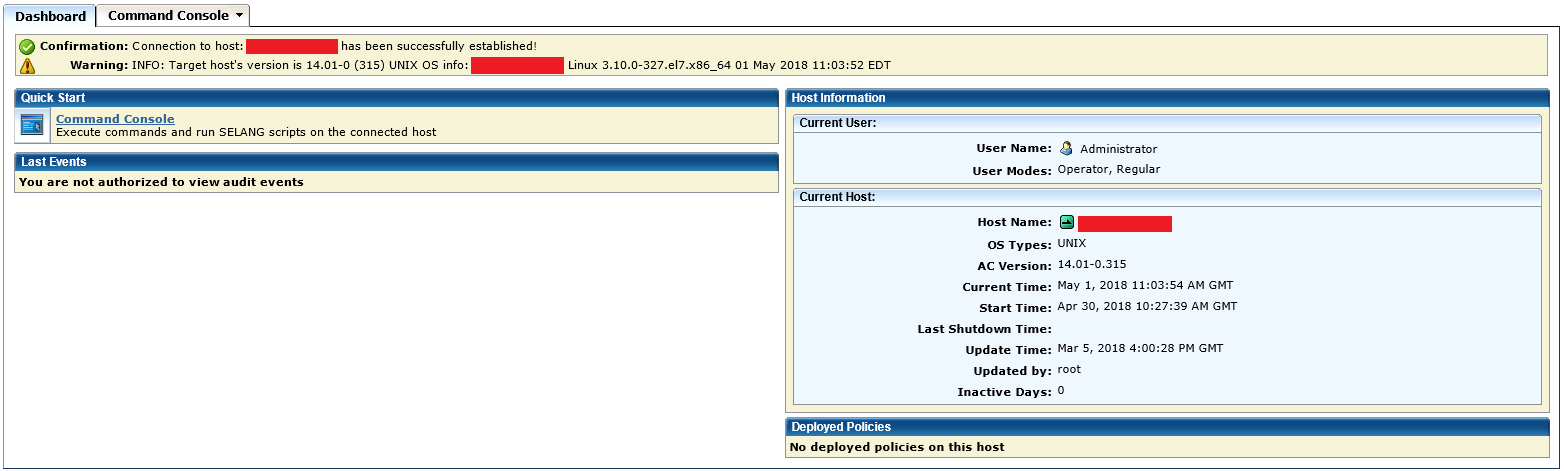 Endpoint Management GUI for a user who is an operator