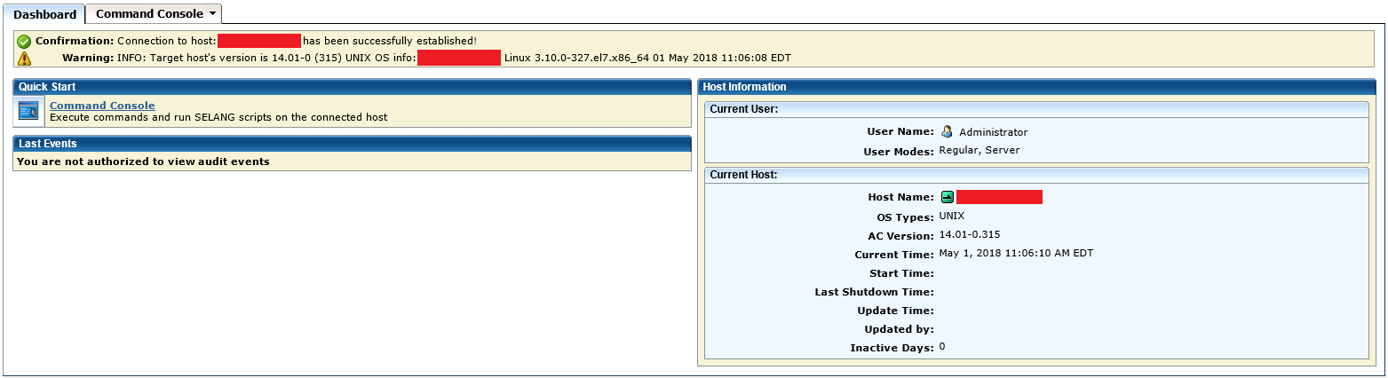 Endpoint Management GUI for a user who is a server