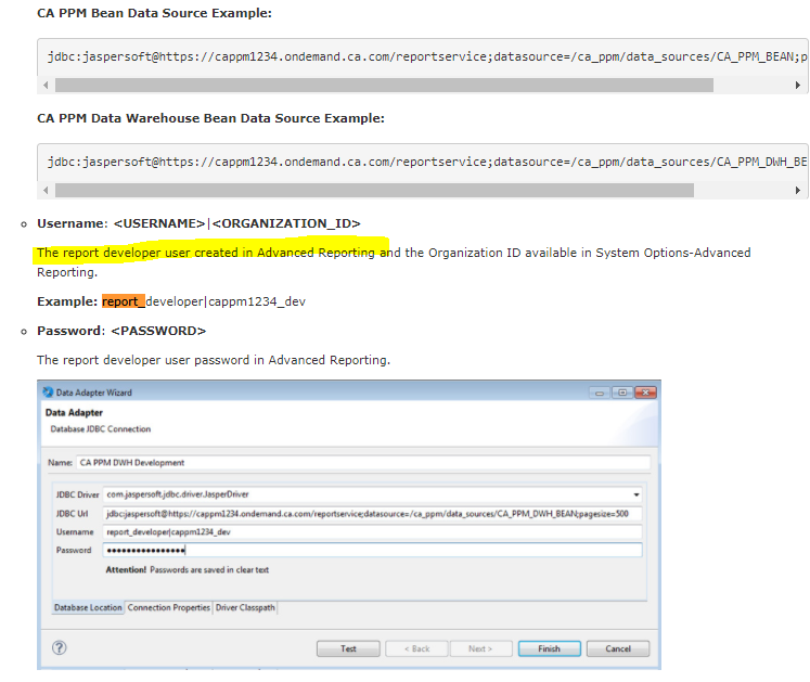 Jasper Studio New Data Adapter throws ORA01017 invalid username