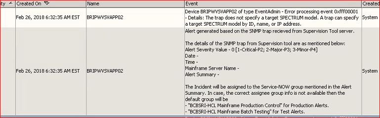 Event error in spectrum