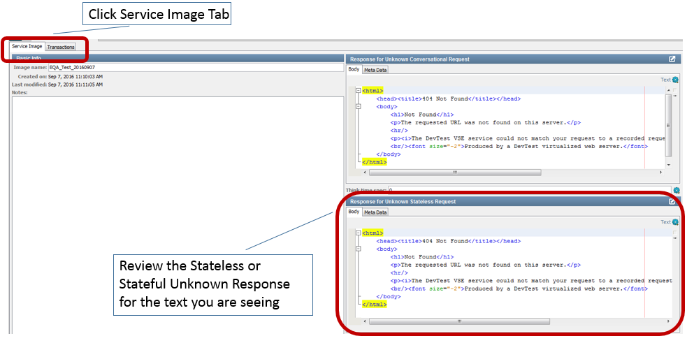 "The LISA VSE service could not match your request to recorded request ...