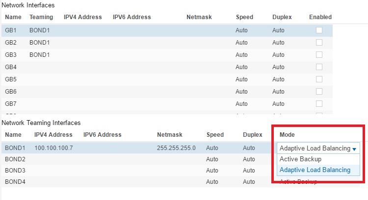 PAM Server supported bonding modes