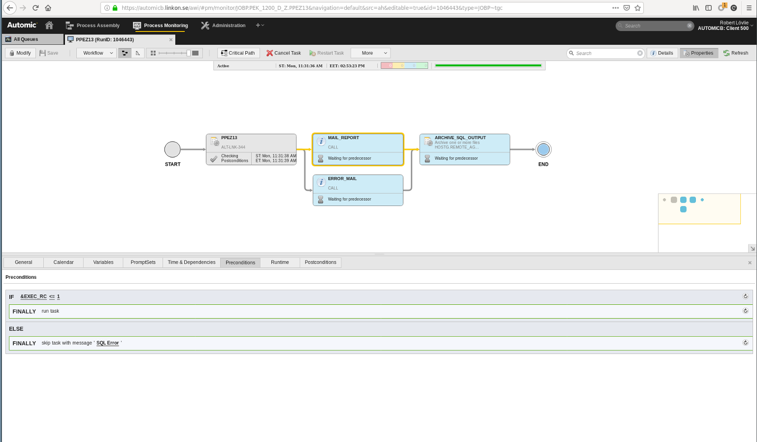 Automic 12 monitoring and precondition