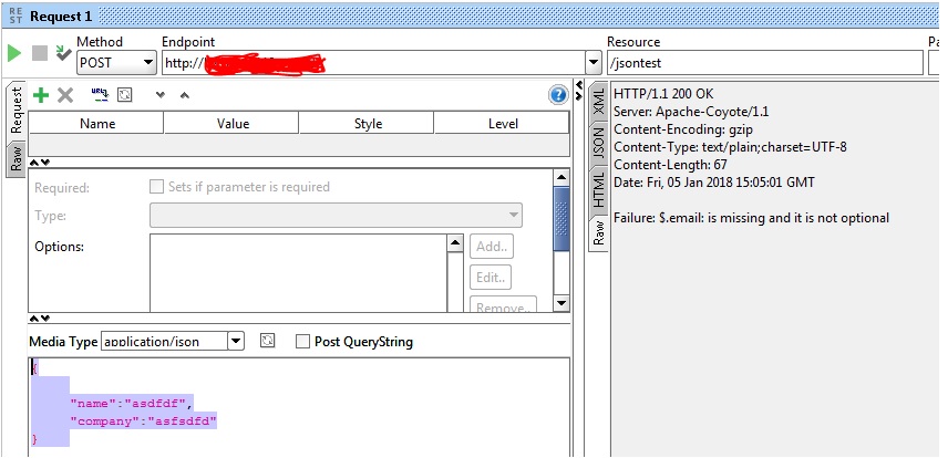 Gateway Response showing that it still expects email as Required though the schema does not include the same as Required.