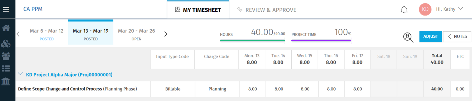 CA PPM Timesheets