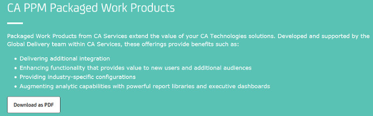 CA PPM Packaged Work Products