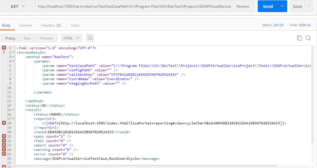 Lisa Invoke API Error - The test case is not in a project. | Service ...