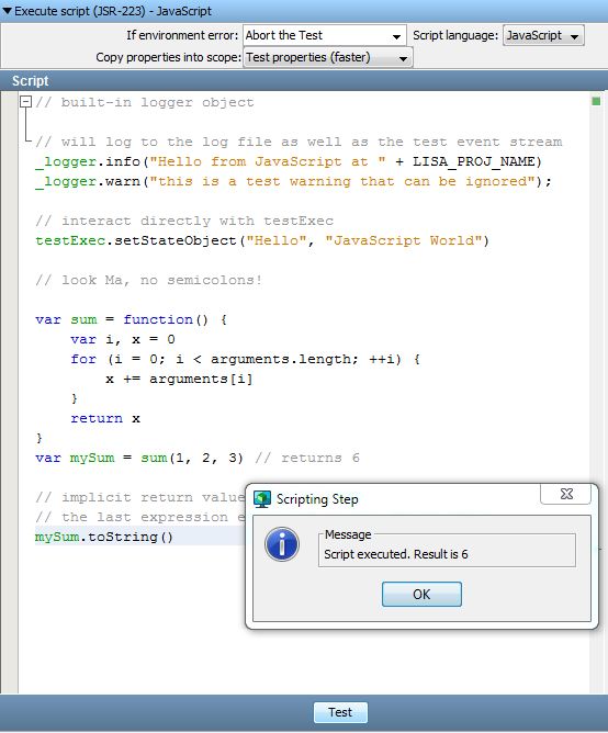how to run a test step with java script | Service Virtualization