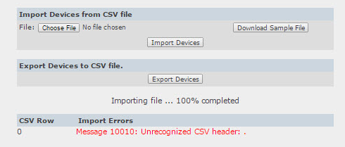 CSV Import Error - Message 10010: Unrecognized CSV header