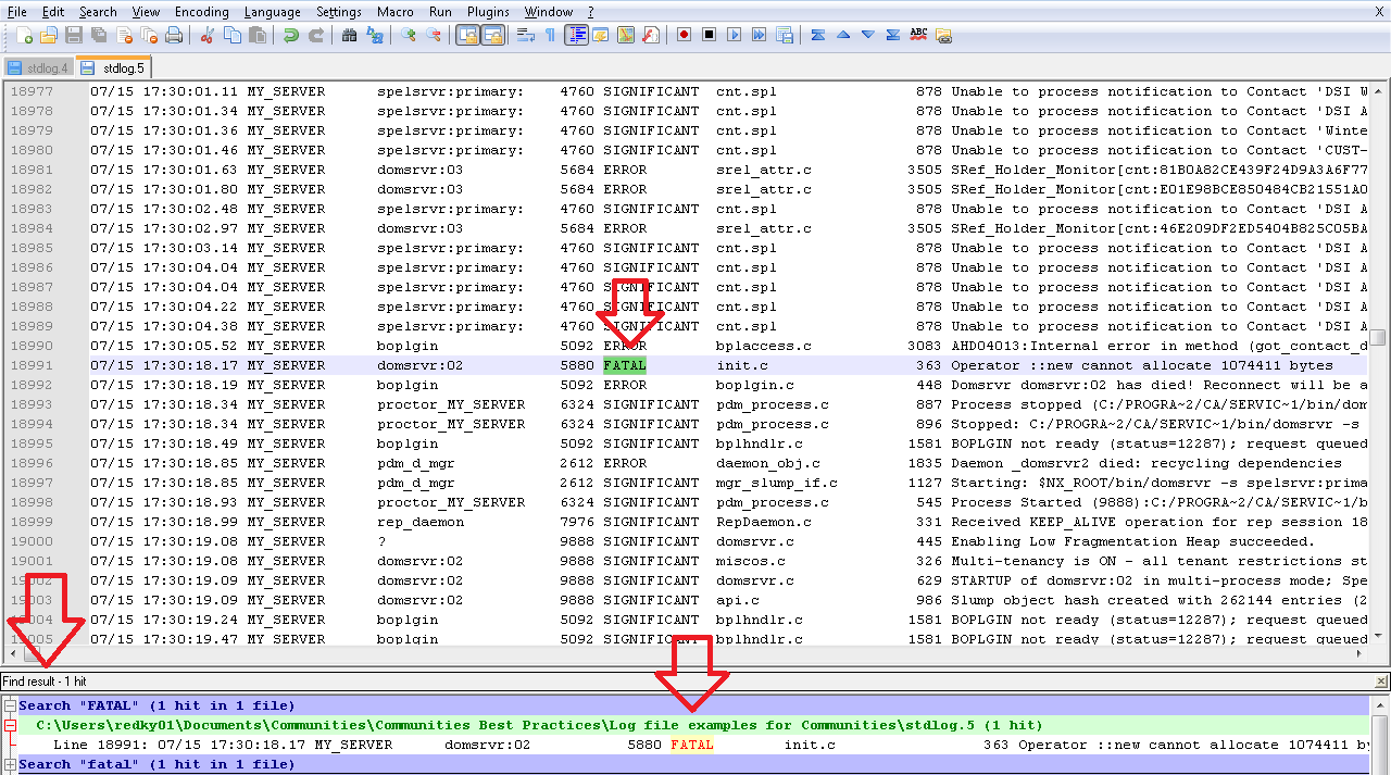 Notepad++ Fatal Find results.png