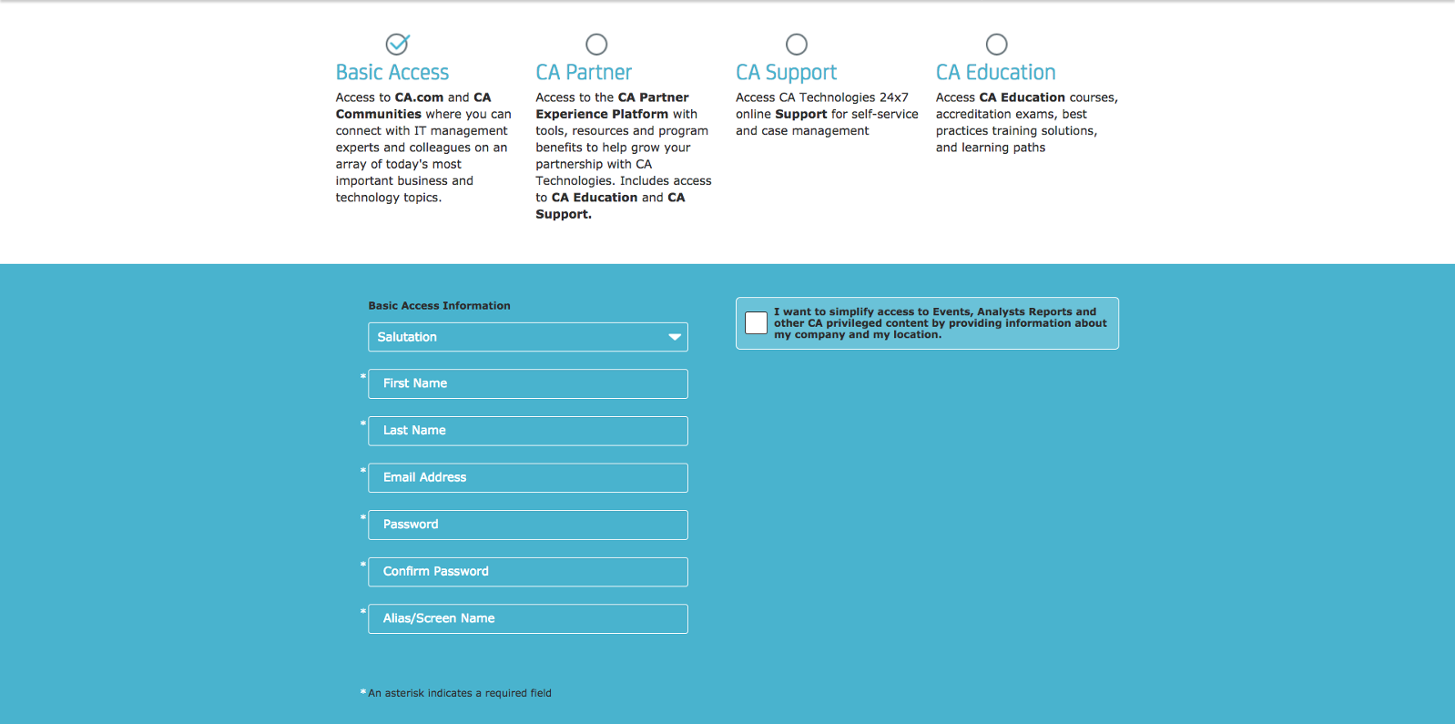 registration page