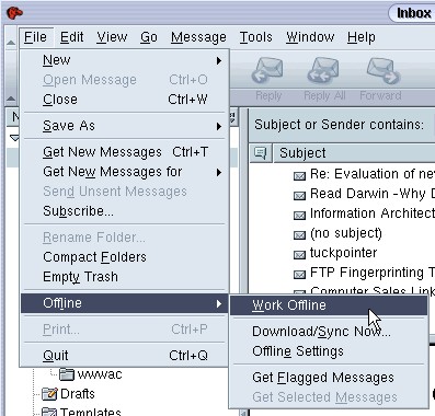 Work offline in Mozilla/Netscape by choosing the Work Offline menu