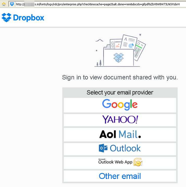 Fake Dropbox Phishing Page