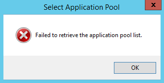 Select Application Pool Error