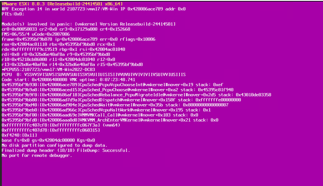 Windows 2022 Crash Screen shot