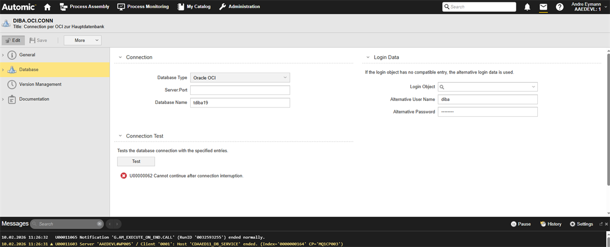 Failed connection to Oracle Database